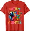 Colorful Rainbow Family Bear Autism Awareness Autism Auntie Colorful Rainbow Auntie Bear Autism Awareness T-Shirt - Red