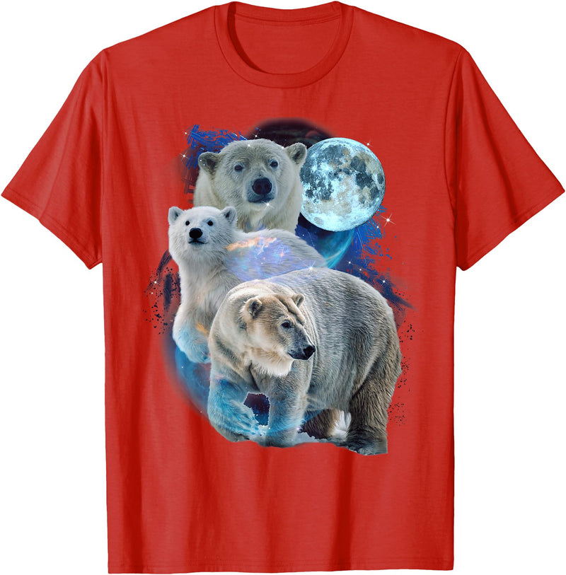 Polar Bears Art Vibes 3 Moon Polar Bears Funny Fur Marine Mammals Bear Art Humor T-Shirt - Red