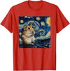 Hamster Van Gogh Style Starry Night T-Shirt - Red