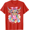 Cute Highlander Cow Lover Designs Highland Cow Blowing Bubblegum T-Shirt - Red