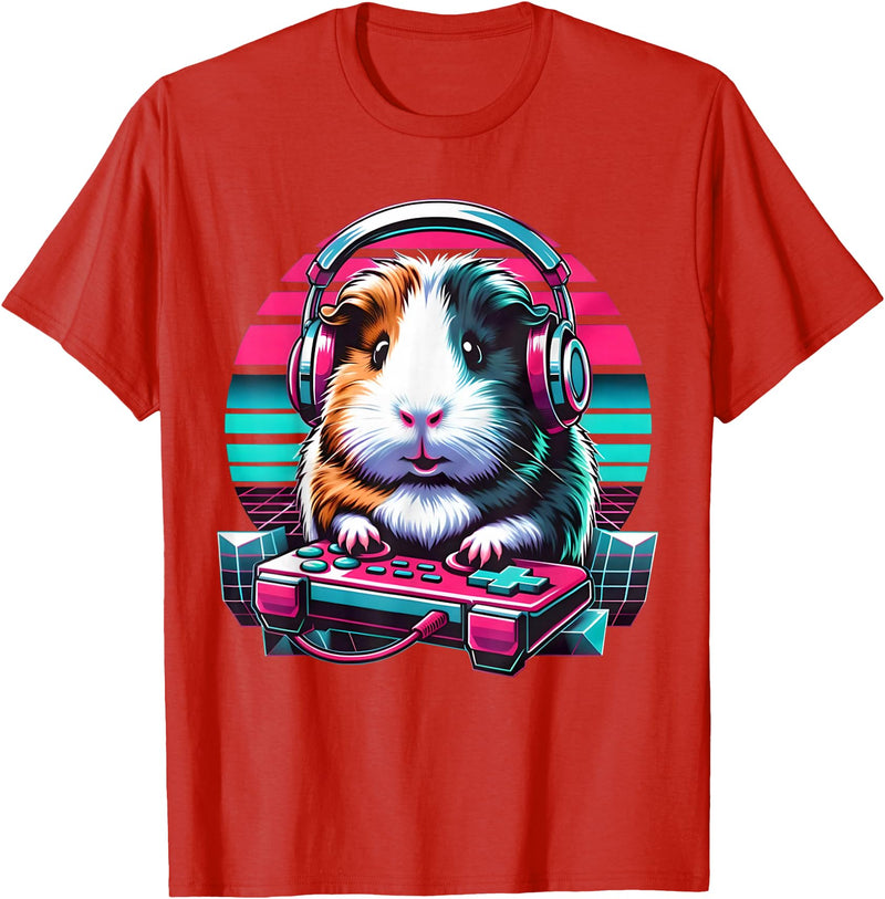 Guinea pig Rodent Game Lover Clothing Co. Guinea Pig Video Game Rodent Lover Animal Guinea Pigs Gamers T-Shirt - Red