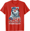 Patriotic Bear Freedom Anniversary Celebration Polar Bear 250 Years of Independence Patriotic America 1776 T-Shirt - Red