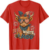 Red White and Moo Highland Cow 4th July 250 Years Patriotic T-Shirt - Red