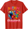 Colorful Rainbow Family Bear Autism Awareness Autism Grandma Colorful Rainbow Grandma Bear Autism T-Shirt - Red