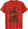 BEAR TEE Bear plays guitar for men and women T-Shirt - Red
