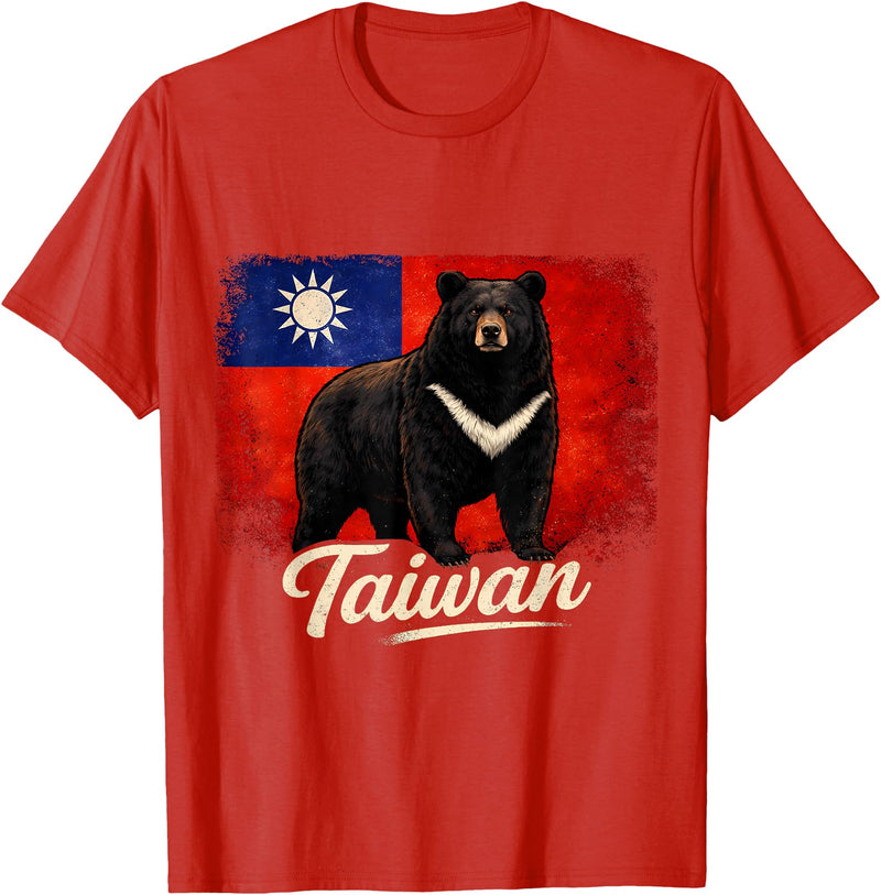 Taiwan Vintage Formosan Bear Flag Tees Taiwan Flag Vintage Formosan Bear T-Shirt - Red