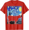 Funny Cow Van Gogh Famous Painting Cow Starry Night Van Gogh Funny Cow Farmer T-Shirt - Red