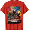 Noah&Friends Playing Card Pop Art Gambling Bears Playing Poker Cards T-Shirt - Red