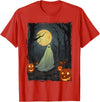 Dibble Dabble Designs Halloween Vintage Ghost in Gothic Forest Full Moon Halloween T-Shirt - Red