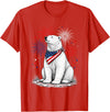Polar Bear America's 250th 4th of July Outfit Polar Bear America's 250th Patriotic Fireworks Animal Lovers T-Shirt - Red