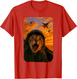 Funny Cats Fighter Jet Pilot Kitties Selfies Funny Screaming Cat Fighter Jet Pilot Kitty Selfie T-Shirt