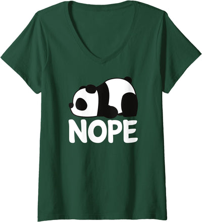 Womens Funny Nope Not Today Lazy Cute Giant Panda Bear Animal Gift V-Neck T-Shirt