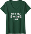 Cute Little Bear Panda This Is How I Roll Design Cute Little Bear Panda This Is How I Roll V-Neck T-Shirt - Dark Green