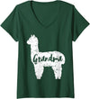 VepaDesigns Funny Llama Shirts Womens Grandma Llama Cute Alpaca Animal Lover Llama-Lover V-Neck T-Shirt - Dark Green