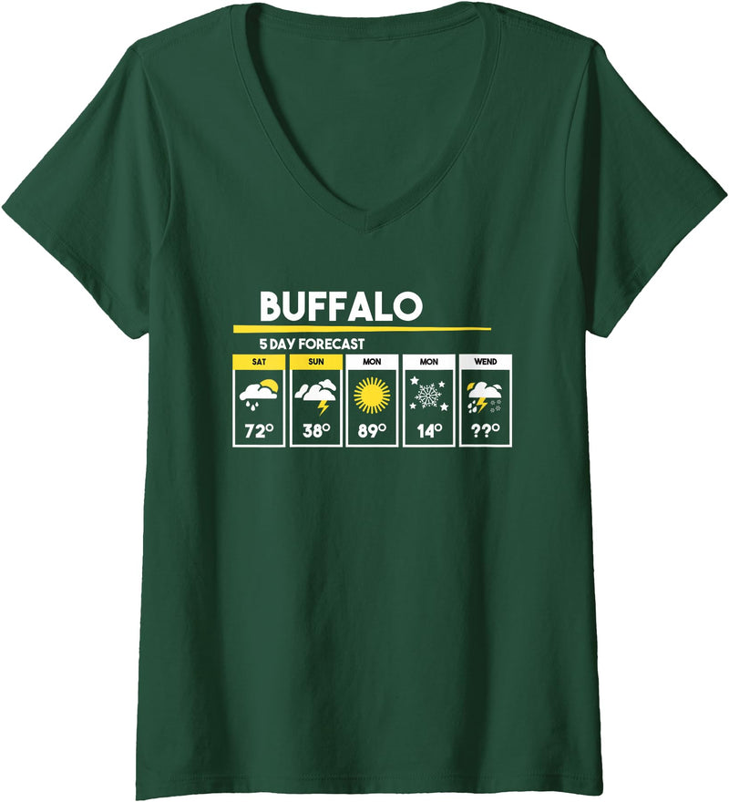 Buffalo 5 Days Forecast Tees Womens Buffalo 5 Days Forecast V-Neck T-Shirt - Dark Green