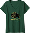 Buffalo High School, Buffalo, WY 82834 Women's Buffalo High School WY Logo Baseball V-Neck T-Shirt - Dark Green