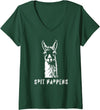 Womens Funny Llama Spit Happens - Llama Drama V-Neck T-Shirt - Dark Green