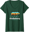 Great Smoky Mountains TN Travel Womens Gatlinburg Tennessee Bear Great Smoky Mountains V-Neck T-Shirt - Dark Green