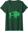 Buffalo - St Patricks Day Funny Women's Buffalo - Shamrock St. Patrick's Day Saint Paddy's V-Neck T-Shirt - Dark Green