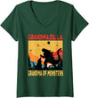 Grandma Halloween Designs Women's Grandmazilla Grandma Of Monsters Women Halloween Christmas V-Neck T-Shirt - Dark Green