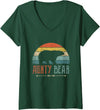 Cute Bear Family Matching Shirts & Gifts Womens Aunty Bear Vintage Retro Aunt Present Auntie V-Neck T-Shirt - Dark Green