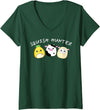 Funny anime designs Womens Squish hunter cute animals pineapple cow lamb V-Neck T-Shirt - Dark Green