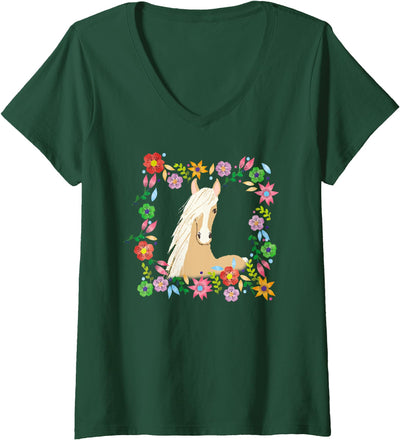 Horse Gifts by D. Womens Palomino Horse Lover V-Neck T-Shirt