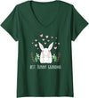Women's Cute Bunny Grandma Rabbit Grandmother V-Neck T-Shirt in Dark Green