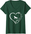 Funny Horseshoe Heart Shirt Cute Horse Mom Gift Women's Cute Horse Love Horseshoe Heart Funny Horse Mom Women Girls V-Neck T-Shirt - Dark Green