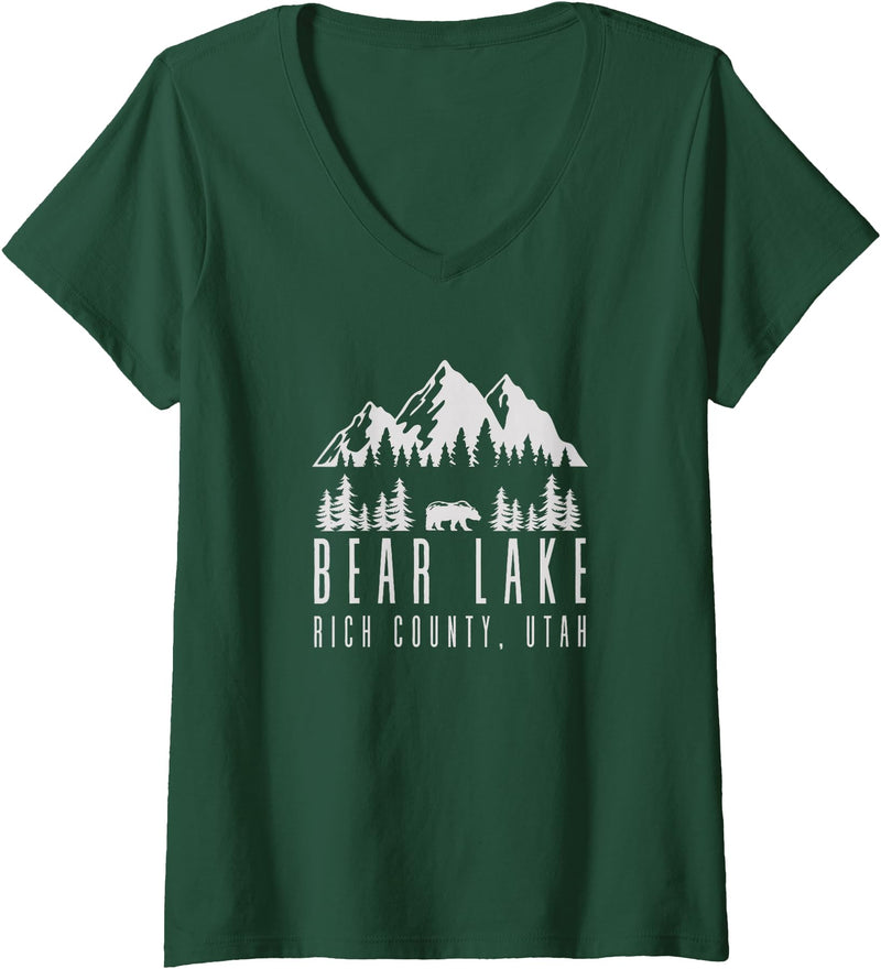 Bear Lake Utah Gifts Womens Bear Lake Utah Gift V-Neck T-Shirt - Dark Green