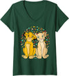 Disney Womens The Lion King - Simba And Nala V-Neck T-Shirt - Dark Green