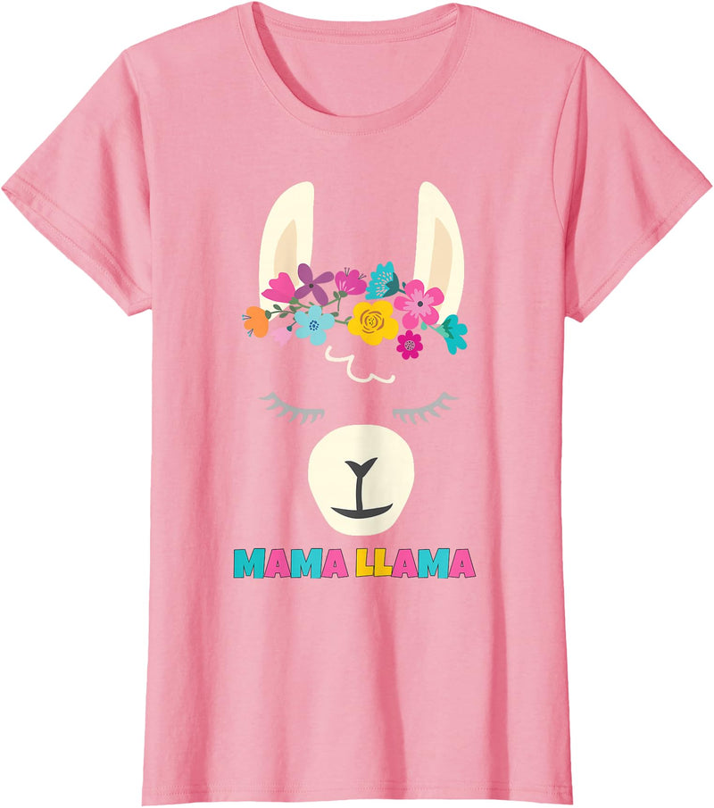 Llama Shirts & Alpaca Gifts Mama Llama Mom Christmas Birthday Mothers Day T-Shirt - Pink