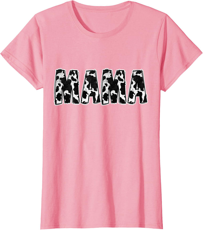 Cow Print Designs for the whole Family Mama Cow Pattern Cow Print T-Shirt - Pink