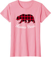 Papa & Mama Bear Outfit Mama Bear Pajama Red Buffalo Plaid T-Shirt - Pink