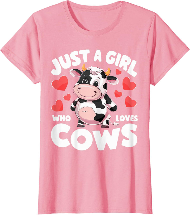 Cows for awesome Girls Farmer Cute Cow Just a Girl Who Loves Cows T-Shirt - Pink