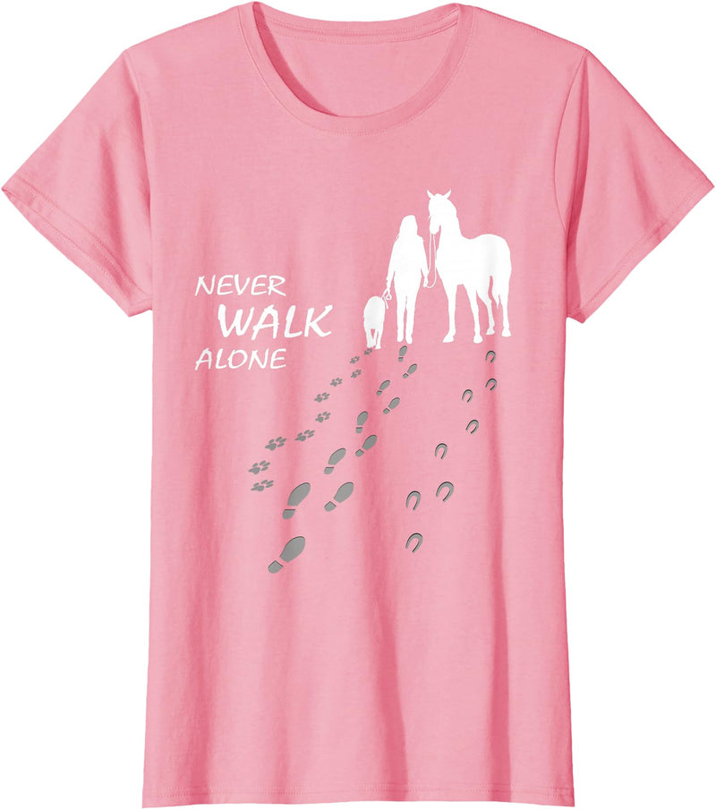Grazy Dog - Doglover Hundeliebhaber Dog horse - never walk alone - horse fan dog lover T-Shirt - Pink
