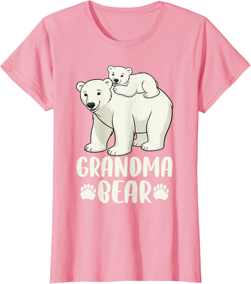 Polar Bear Family Art Creations Grandma Bear and Cub T-Shirt - Pink