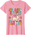 BALARI Just A Girl Who Loves Llamas Cute Groovy Alpaca Llama Kids T-Shirt - Pink