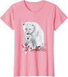 Mama Polar Bear and Baby Cub for Girls and Women T-Shirt - Pink