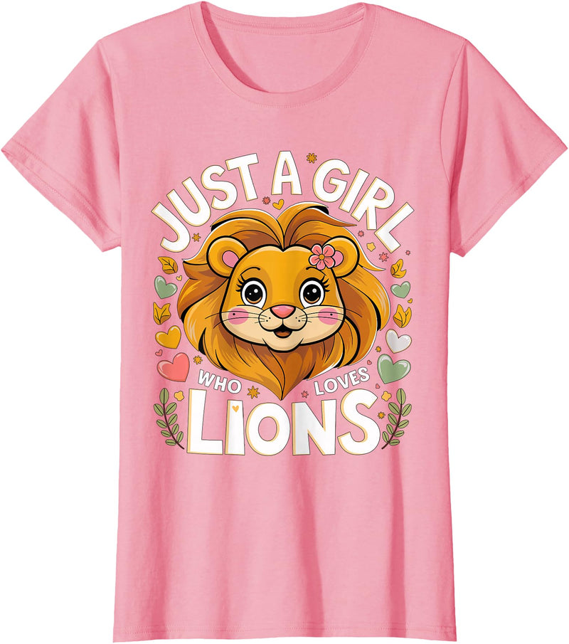 Magical and Funny Lion lover Gifts Just a Girl who loves Lions T-Shirt - Pink