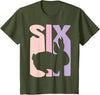 6th Birthday Gift Bunny Rabbit Fan 6 Years Old Girl T-Shirt in Olive Green