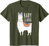 Mama Llama Lover Gifts by Memme Baby Llama Shirt for Girls, Daughter T-Shirt - Olive Green