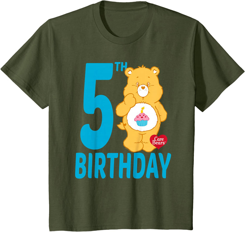 Care Bears Birthday Bear Celebrates A 5th Birthday T-Shirt - Olive Green
