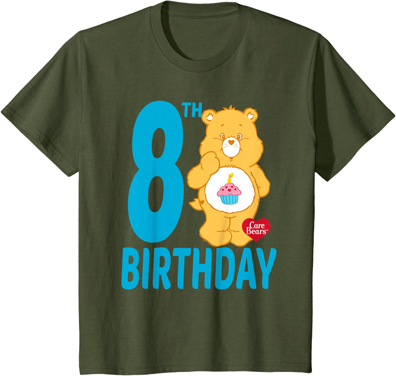 Care Bears Birthday Bear Celebrates A 8th Birthday T-Shirt - Olive Green