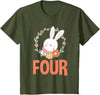 4th Birthday Girl Bunny 4 Years Rabbit Birthday T-Shirt in Olive Green