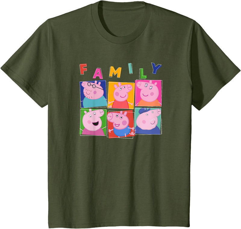 Peppa Pig Family Portrait Panels T-Shirt - Olive Green