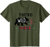 UrbanWear Bear Buffalo plaid Young Wild & Three 3 years 3rd Birthday T-Shirt - Olive Green