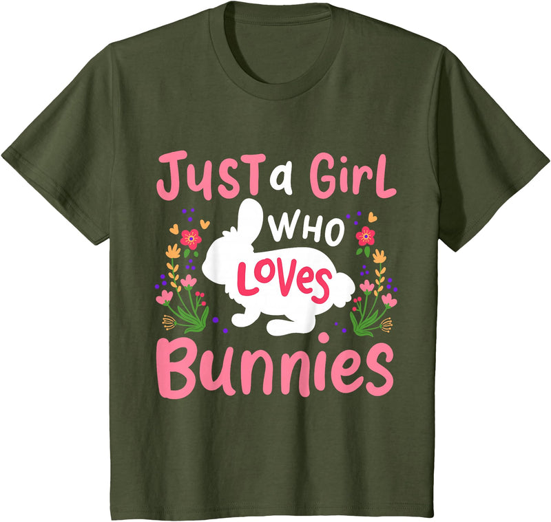 Kids Bunny Rabbit T-Shirt in Olive Green
