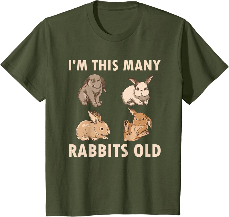 Cute Rabbit Lover Bunny Graphic T-Shirt (Cranberry Red) in Olive Green
