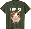9 years old 9th birthday Guinea Pig 9 Years old 9 birthday Guinea Pigs Boy Girl Guinea Pig T-Shirt - Olive Green